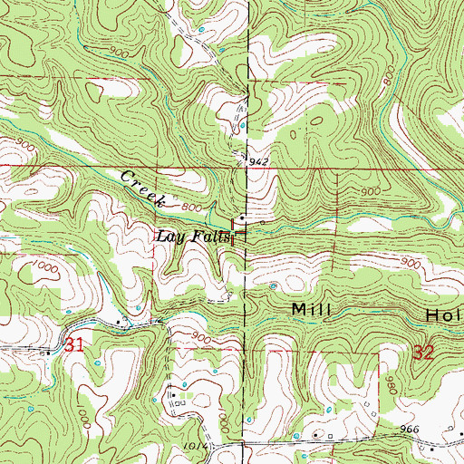 Topographic Map of Lay Falls, AR