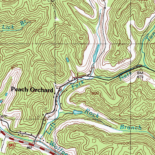 Topographic Map of Peach Orchard School (historical), KY