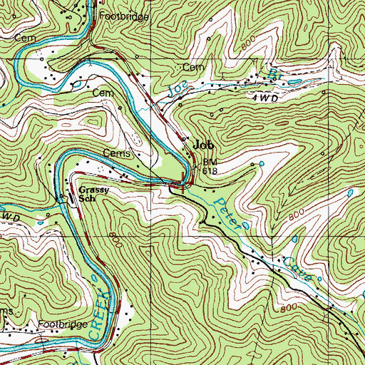 Topographic Map of Peter Cave Branch, KY