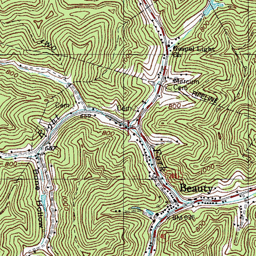 Topographic Map of Right Fork of Buck Creek School (historical), KY