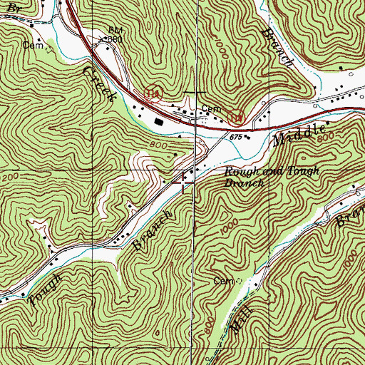 Topographic Map of Rough and Tough School (historical), KY