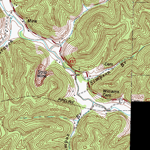 Topographic Map of Simpson Branch, KY