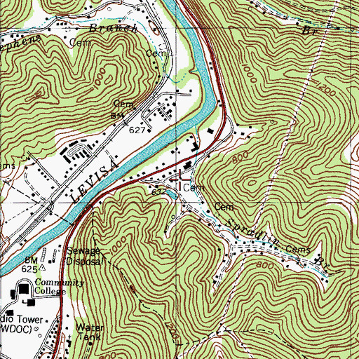 Topographic Map of Spradlin Branch School, KY