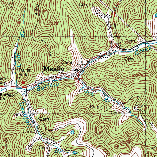Topographic Map of Fitch Branch, KY