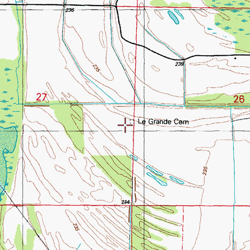 Topographic Map of Le Grande Cemetery, AR