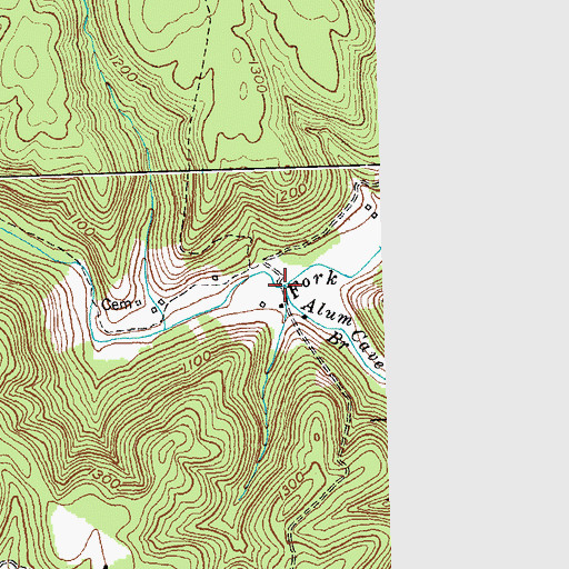 Topographic Map of Alum Cave Branch, KY