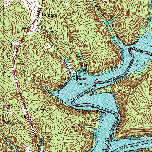Topographic Map of Bangor, KY