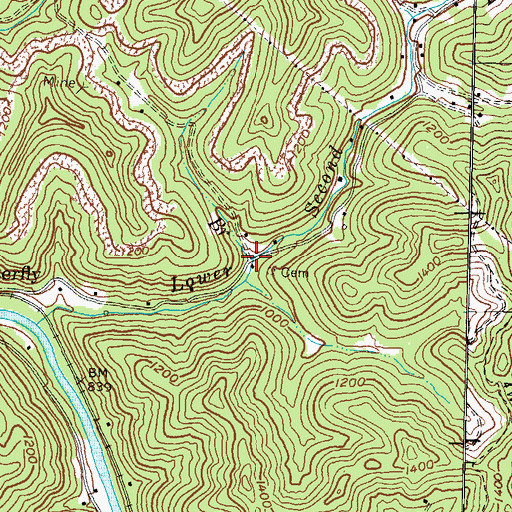 Topographic Map of Lower Branch, KY