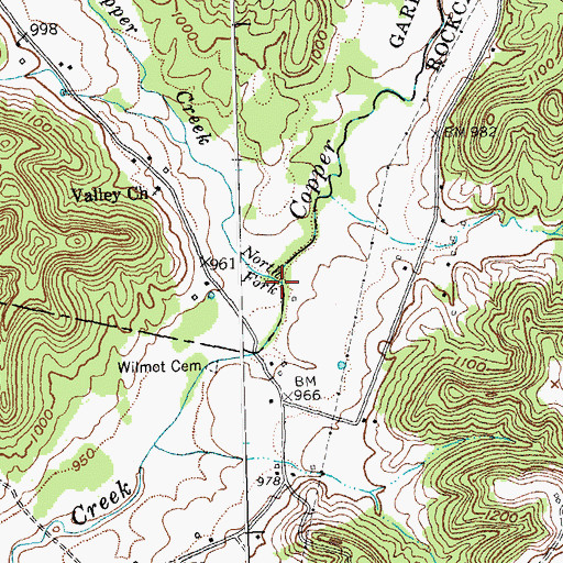Topographic Map of North Fork Copper Creek, KY