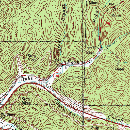 Topographic Map of Aaron Branch, KY
