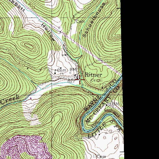 Topographic Map of Abbott Hollow, KY