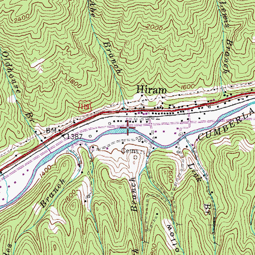 Topographic Map of Abe Branch, KY