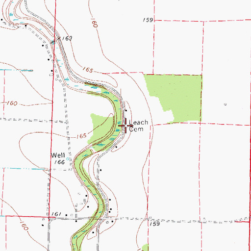 Topographic Map of Leach Cemetery, AR