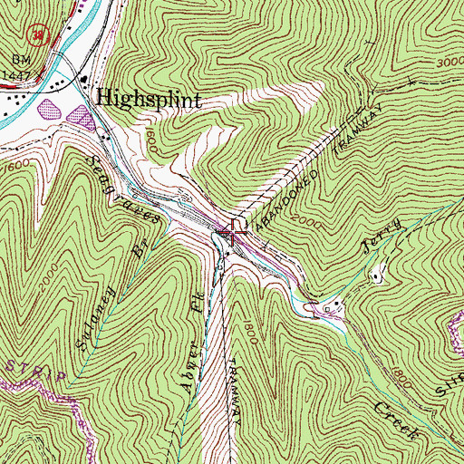Topographic Map of Abner Fork, KY