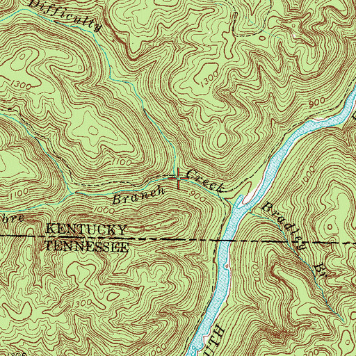 Topographic Map of Abre Branch, KY
