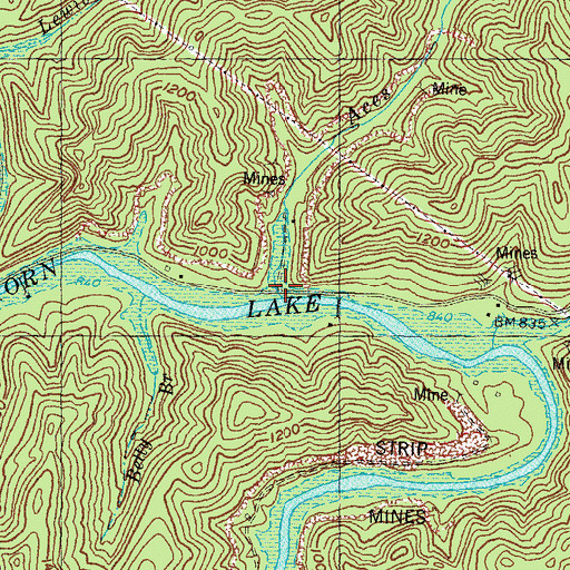 Topographic Map of Aces Branch, KY