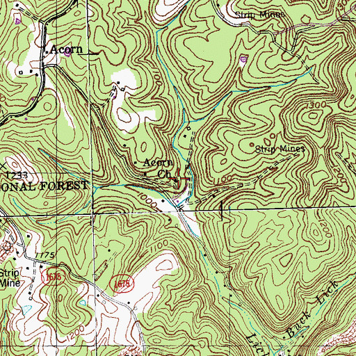 Topographic Map of Acorn Church, KY