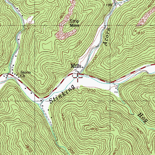 Topographic Map of Acorn Fork, KY