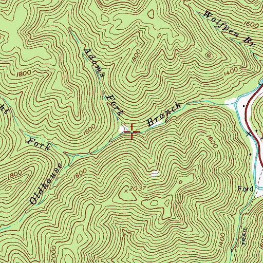 Topographic Map of Adams Branch, KY