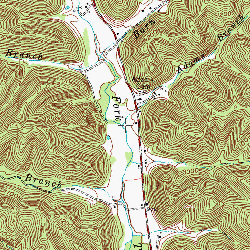 Topographic Map of Adams Branch, KY