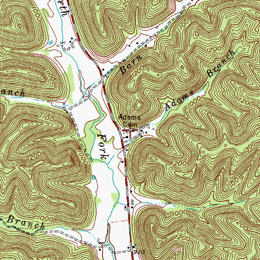 Topographic Map of Adams Cemetery, KY