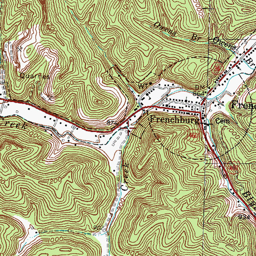 Topographic Map of Adams Creek, KY