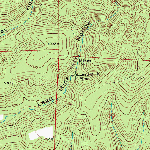 Topographic Map of Lead Drift Mine, AR
