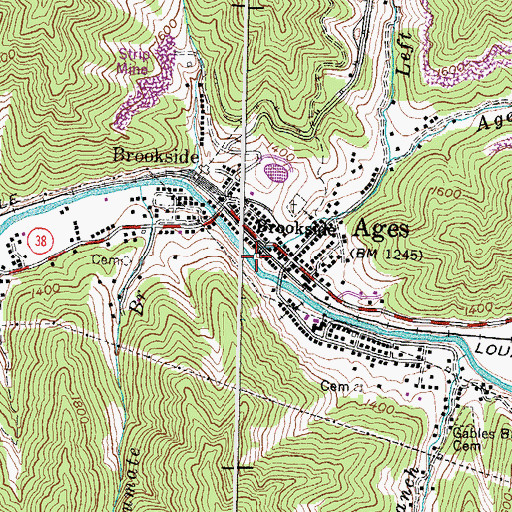 Topographic Map of Ages Creek, KY