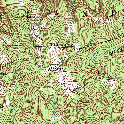 Topographic Map of Alcorn, KY