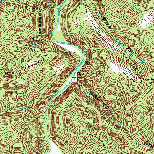 Topographic Map of Alcorn Branch, KY