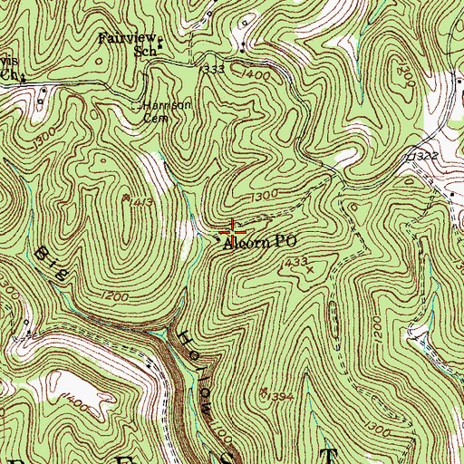 Topographic Map of Alcorn Post Office, KY