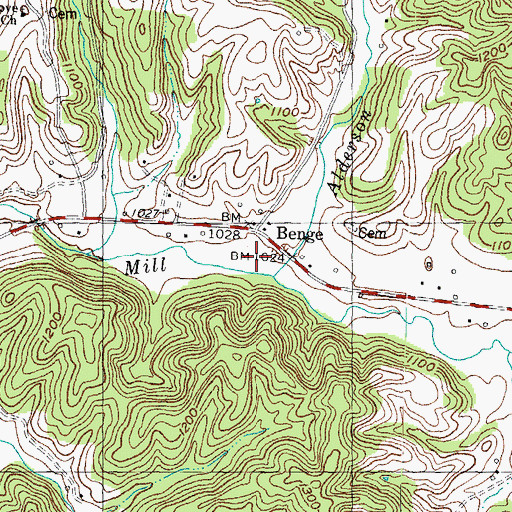 Topographic Map of Alderson Branch, KY