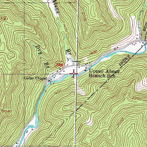Topographic Map of Alecs Branch, KY
