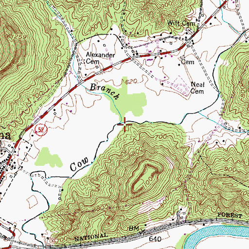 Topographic Map of Alexander Branch, KY