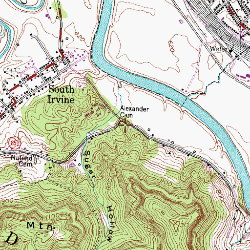 Topographic Map of Alexander Cemetery, KY