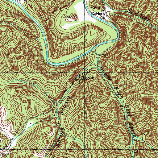 Topographic Map of Alger, KY