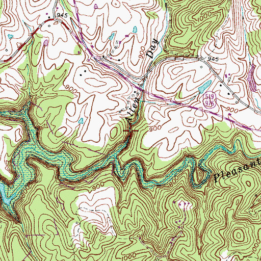 Topographic Map of Allen Day Creek, KY