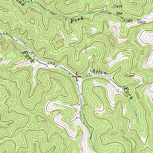Topographic Map of Allen Fork, KY