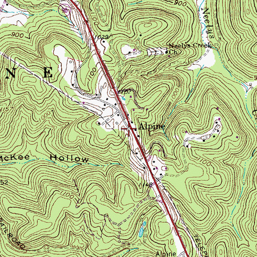 Topographic Map of Alpine, KY