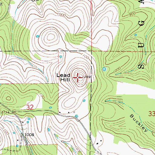 Topographic Map of Lead Hill, AR