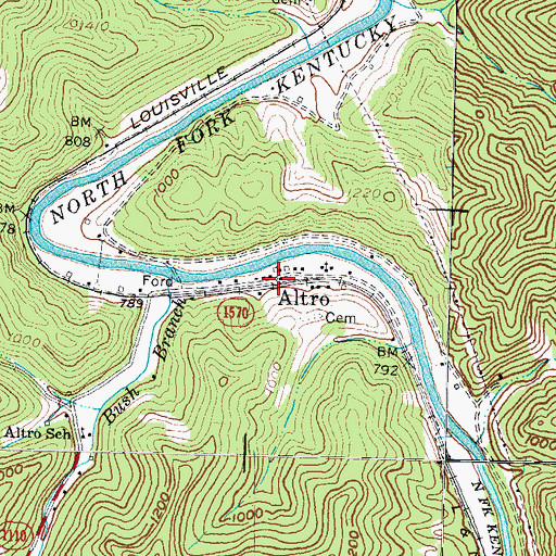 Topographic Map of Altro, KY