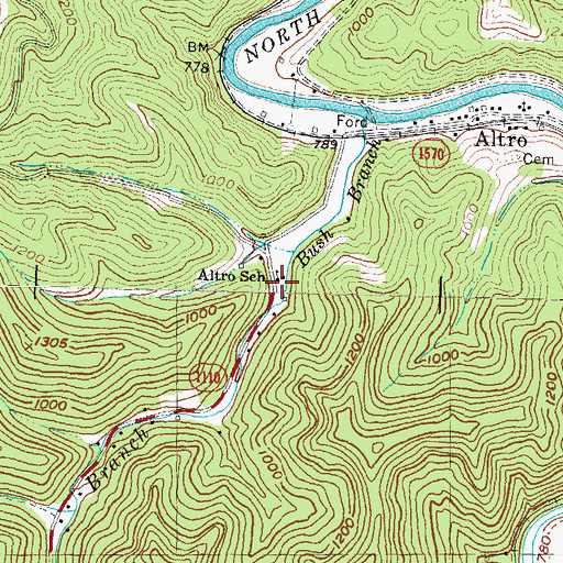Topographic Map of Altro School, KY