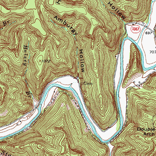 Topographic Map of Amburgy Hollow, KY