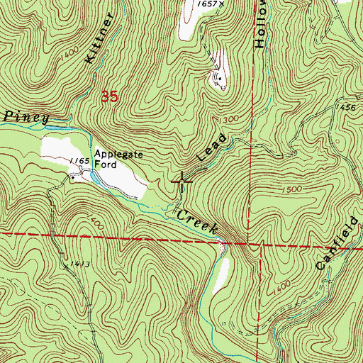 Topographic Map of Lead Hollow, AR