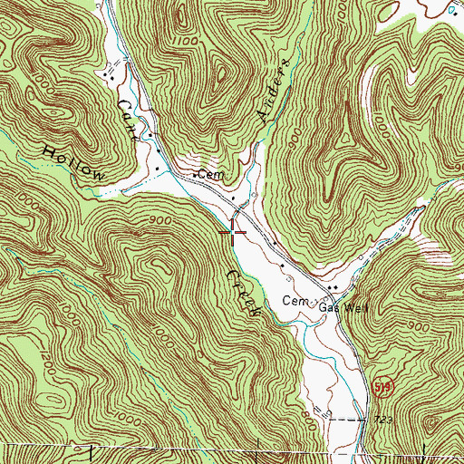 Topographic Map of Anders Branch, KY