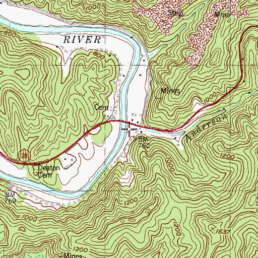 Topographic Map of Anderson Branch, KY