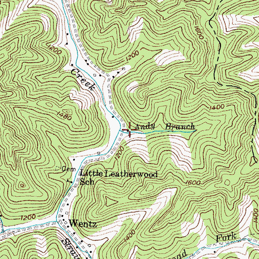 Topographic Map of Andy Branch, KY