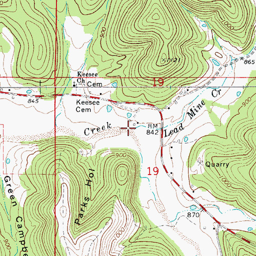 Topographic Map of Lead Mine Creek, AR