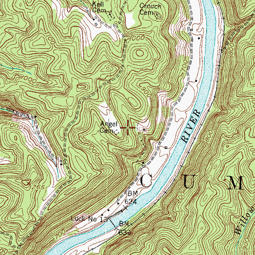 Topographic Map of Angel Cemetery, KY