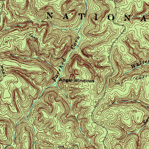 Topographic Map of Angel Windows, KY